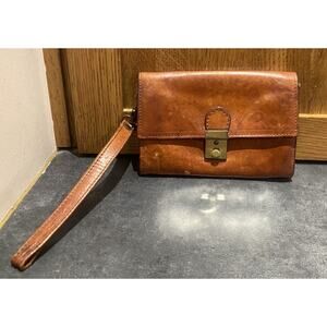 Vintage 70’s RARE Brown Leather Handbag Purse Men’s Women’s Cool Distressed